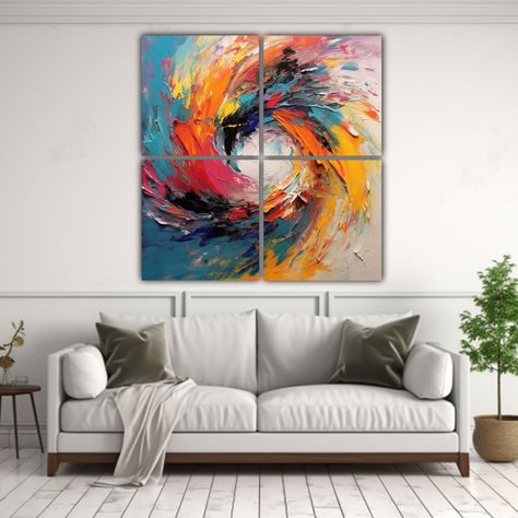Pintura Abstracta Moderna Colorida Con Efecto 200x200 Cm-2