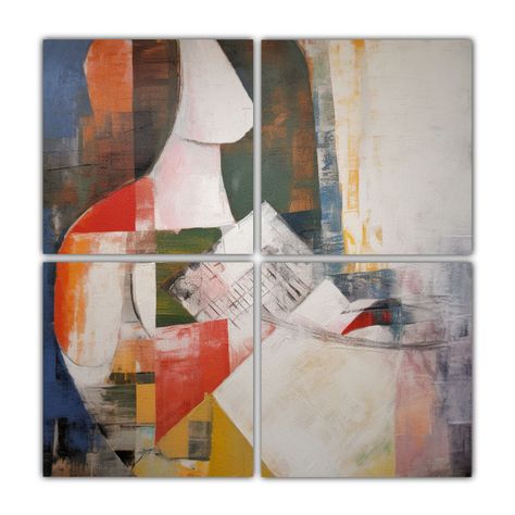 Cuadriptico Arte Mezclada Estilo Rústico 200x200 Cm-0