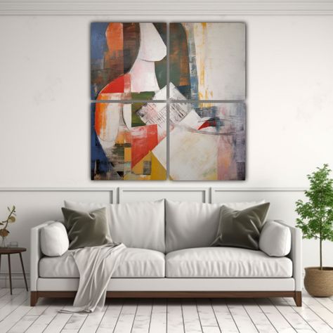 Cuadriptico Arte Mezclada Estilo Rústico 200x200 Cm-2