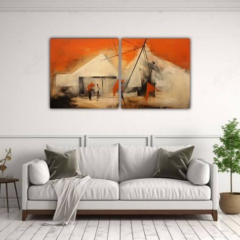 Set De 2 Pinturas Decorativas Abstractas 160x80 Cm-2