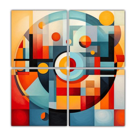 Cuatro Figuras Modernas De Arte Geométrico 200x200 Cm-0