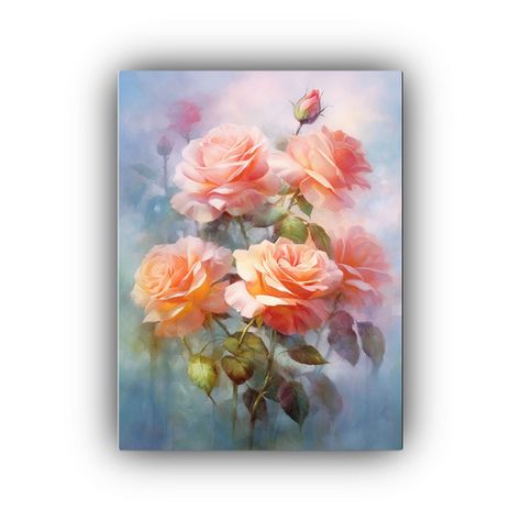 Cuadro De Tela Vintage Con Esquema De Rosas Rosa 30x40cm-0