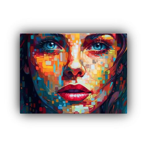 Cuadros Decorativos Pixel Art Con Rostros 120x80cm-0
