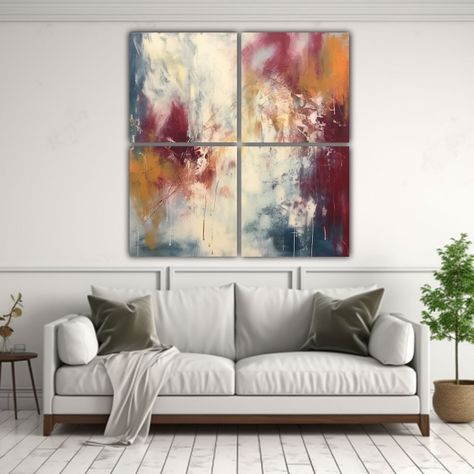 Cuatro Canvas Impreso Escenario Arte Abstracto 200x200 Cm-2