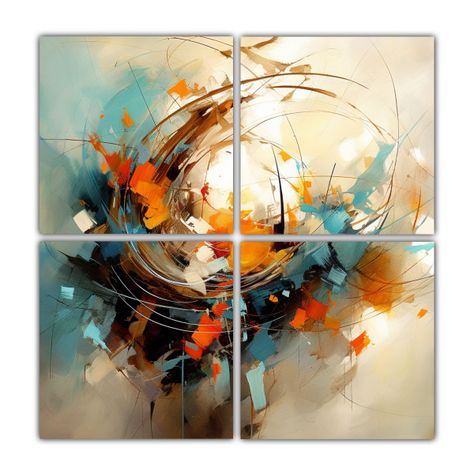 Cuatro Lienzos De Tela Con Perspectiva Abstracta 120x120 Cm-0