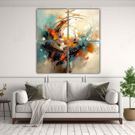 Cuatro Lienzos De Tela Con Perspectiva Abstracta 120x120 Cm-2