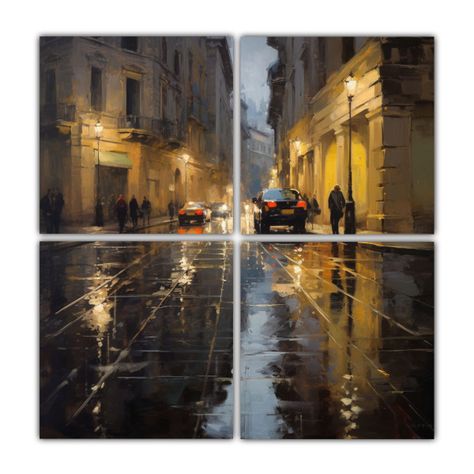 Cuadros De Tela Acuarela Elegante Calle De Roma 200x200 Cm-0