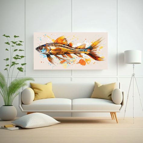 Cuadro Creativo Surrealista De Un Pez Cebra En Col 100x50cm-2