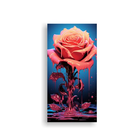 Cuadro Decorativo Estilo Plano Con Rosa Derretida 70x140cm-0