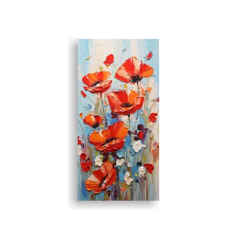 Lienzo De Tela Con Imagen Vibrante De Amapolas 20x40cm-0