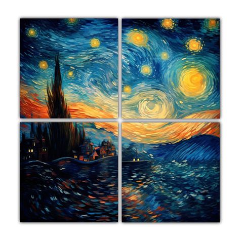Lienzo Abstracto Armonía De Colores De Van Gogh 200x200 Cm-0