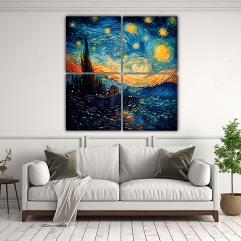 Lienzo Abstracto Armonía De Colores De Van Gogh 200x200 Cm-2