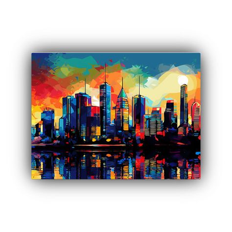 Cuadro Concepto Clásico Fairfield City Skyline: Arte Pop. 30x20cm-0