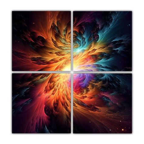 Pinturas Decorativas De Tela En Estilo Fractal 200x200 Cm-0
