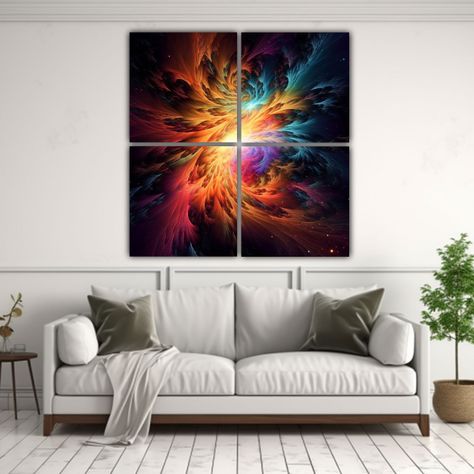 Pinturas Decorativas De Tela En Estilo Fractal 200x200 Cm-2