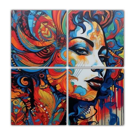 Cuadro Espectacular Clásico NHZ Mujer Perfil 200x200 Cm-0