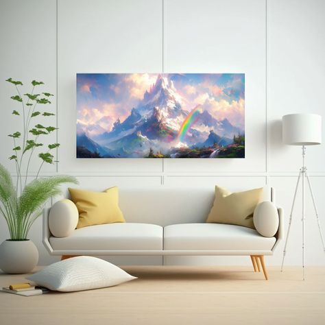 Cuadro De Montañas Famosas Y Arcoíris En Armoní 60x30cm-2