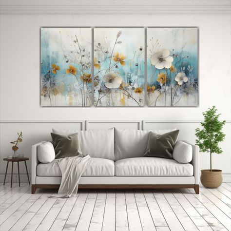 Set 3 Pinturas Botánicas Vintage De Invierno 150x75 Cm-2