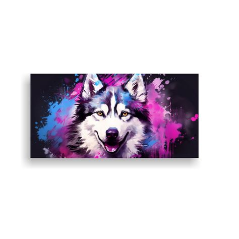 Pintura De Pared Husky En Colores Pastel Y Morado, 120x60cm-0