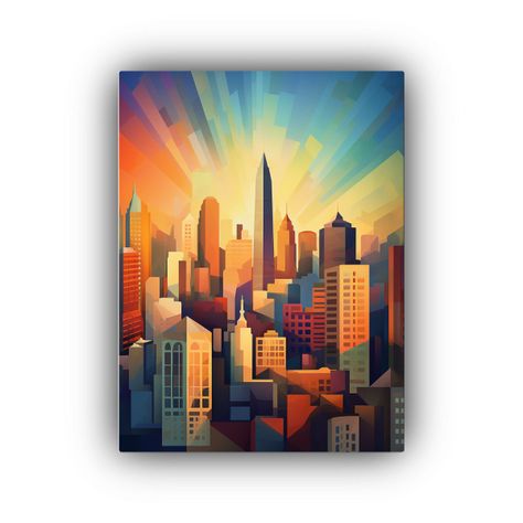 Pintura Mural Estilo Paul Ce Ciudad Cell Shaded 30x45cm-0