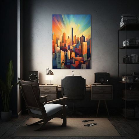 Pintura Mural Estilo Paul Ce Ciudad Cell Shaded 30x45cm-2