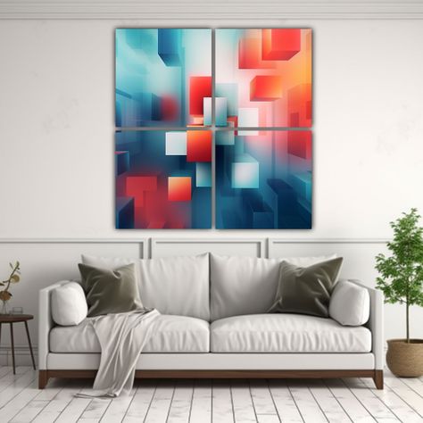 Cuatro Lienzos Expresión Baño Limpio Fondo 200x200 Cm-2