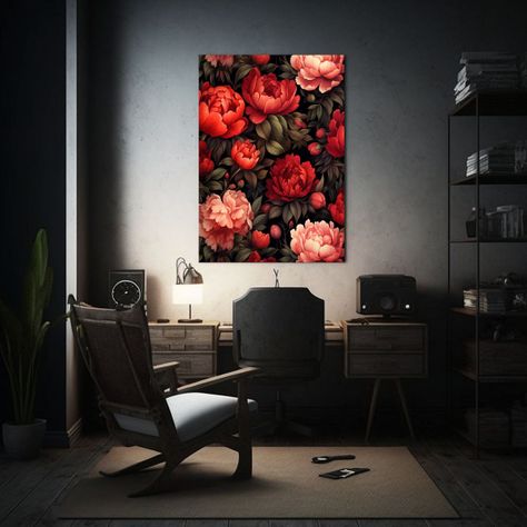 Cuadro Acuarela Con Fondo De Pequeñas Peonías 80x120cm-2