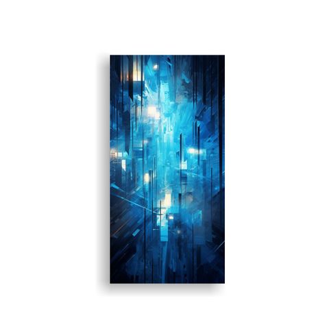Cuadro Abstracto Azul Con Luces Y Líneas, 40x80cm-0