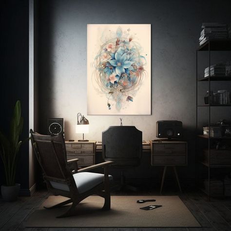 Pintura Aquarell De Patrón Floral Con Contraste 80x120cm-2