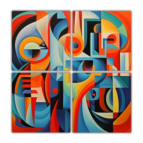 Adorno En Estilo Futurista Abstracto Cubista De 200x200 Cm-0