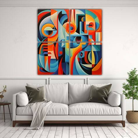 Adorno En Estilo Futurista Abstracto Cubista De 200x200 Cm-2