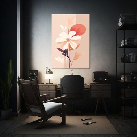 Pintura Abstracta De Flor En Lienzo: Riqueza 50x65cm-2