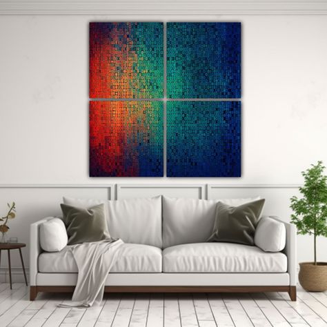 Cuatro Lienzos Abstractos Temáticos Con Píxeles 180x180 Cm-2