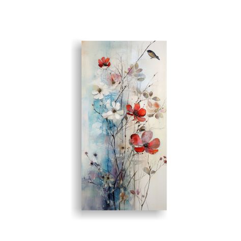 Pintura Mixta Botánica Vintage Con Líneas Finas 20x40cm-0