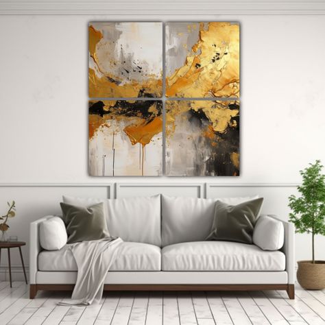 Pintura Abstracta Con Salpicaduras De Oro: 4 200x200 Cm-2