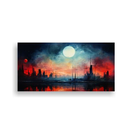 Cuadro Moderno Luces Rojas Azules Verdes 40x20cm-0