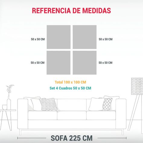 Pinturas En Tela Colores Fantasia Set De 4 Lienzos 100x100 Cm-1