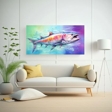 Lienzo De Tela Con Motivo De Tarpon Estilo 160x80cm-2