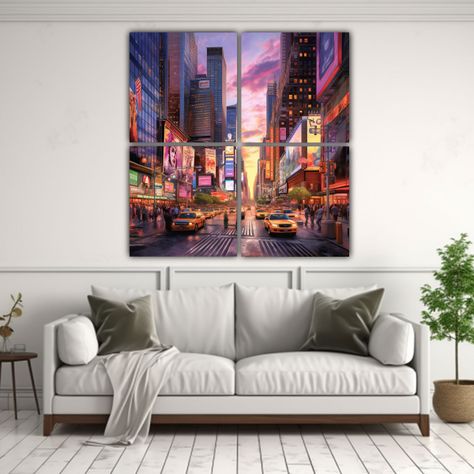 Cuatro Cuadros Diseño Regalo Paisaje Nocturno 200x200 Cm-2