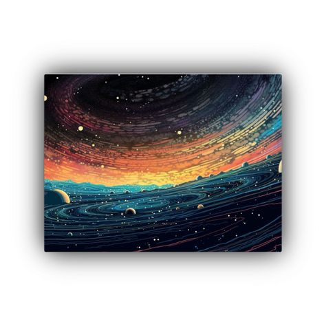 Cuadro Expresión Galaxia Hermosa: Arte Digital Con Líneas  90x60cm-0