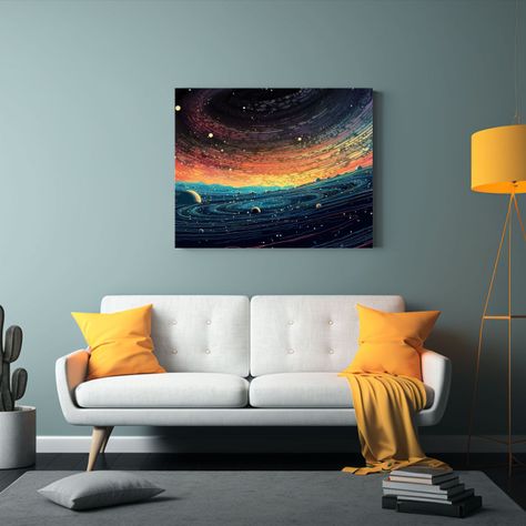 Cuadro Expresión Galaxia Hermosa: Arte Digital Con Líneas  90x60cm-2