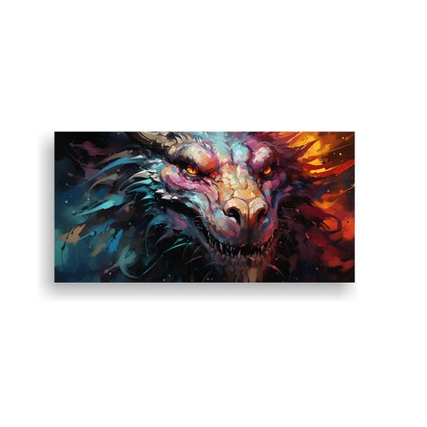Pintura Surrealista De Un Dragón En Colores Arco 140x70cm-0