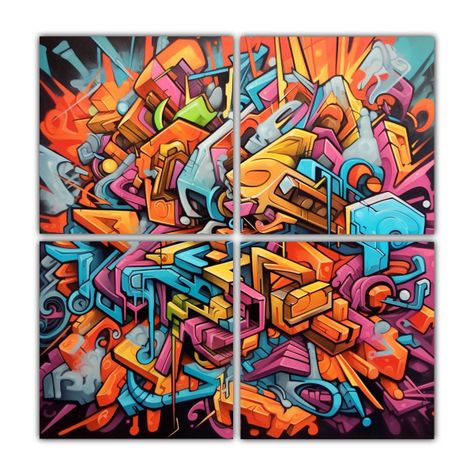 Cuatro Canvas Patron Intenso Adorno Graffity 40x40 Cm-0