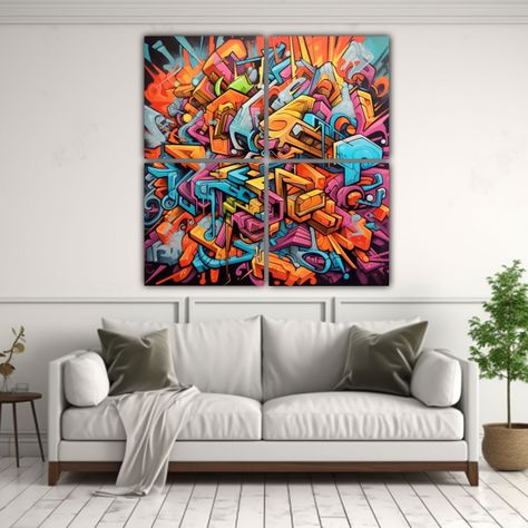 Cuatro Canvas Patron Intenso Adorno Graffity 40x40 Cm-2