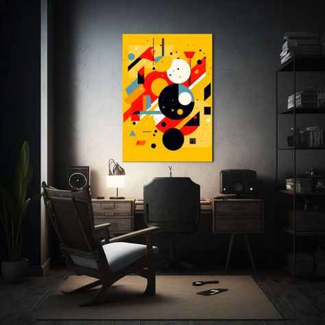 Cuadro De Tela Juvenil Con Formas Básicas Suaves 50x65cm-2