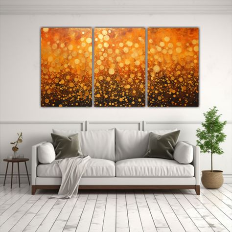 Tríptico Impreso Bonito De Puntillismo Luminoso 60x30 Cm-2