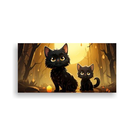 Cuadros Animados Gatos Negros Para Comedor 40x20 Cm-0