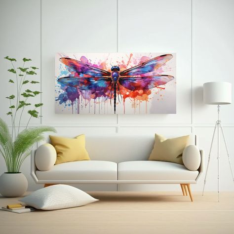 Pintura De Pared De Dragonfly En Colores 60x30cm-2