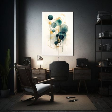 Arte Pared Moderno Perspectiva Círculos En Blanco 50x65cm-2
