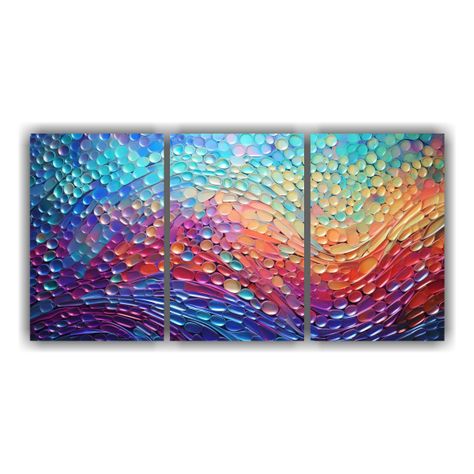 Juego De 3 Arte De Pared En Estilo Puntillismo 120x60 Cm-0